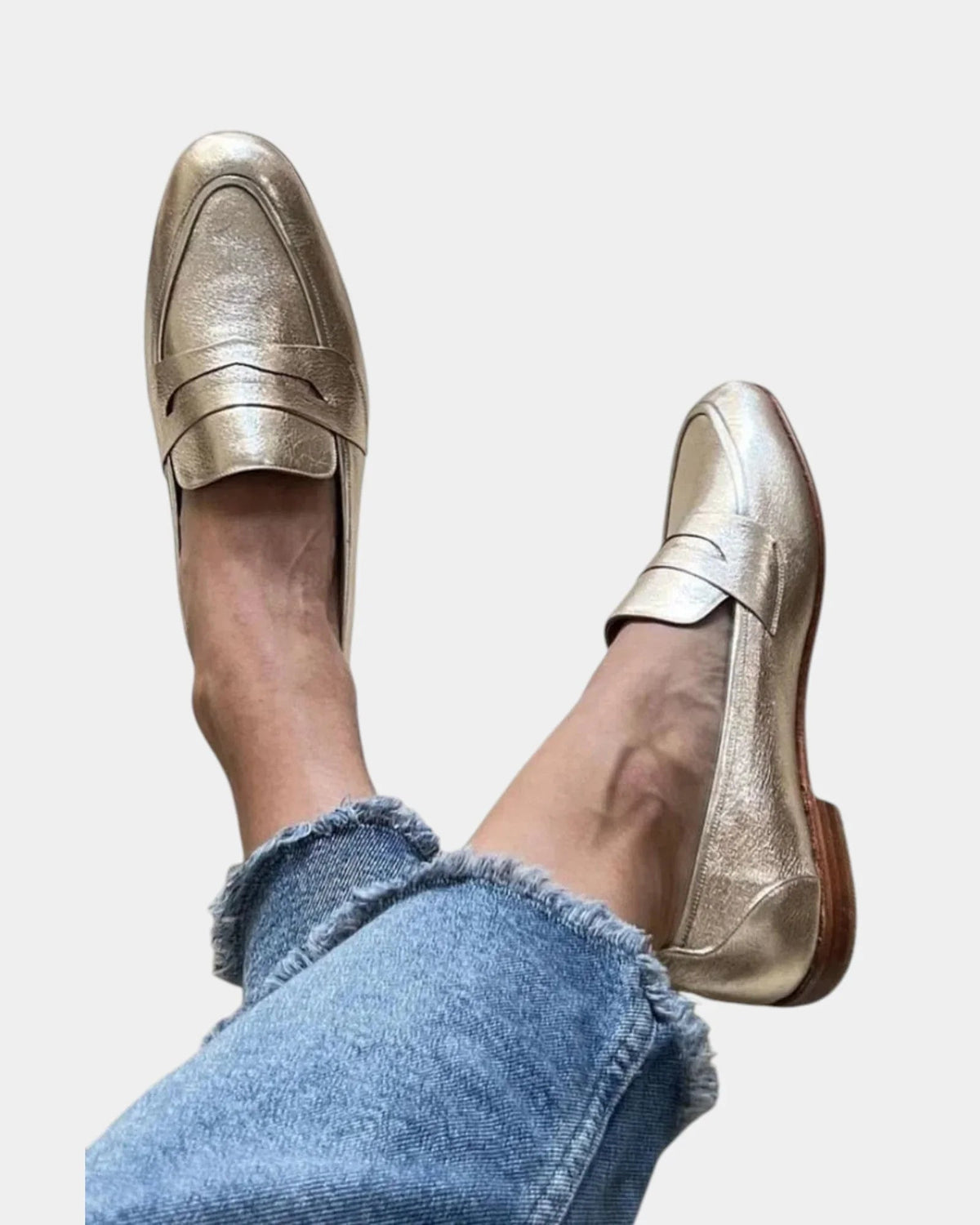 Séverine | Shiny Golden Loafers