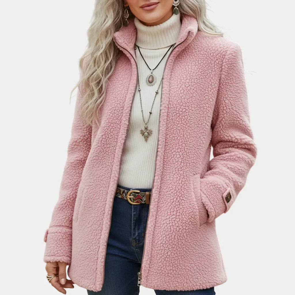 Annelies | soft mid-length coat with zipper