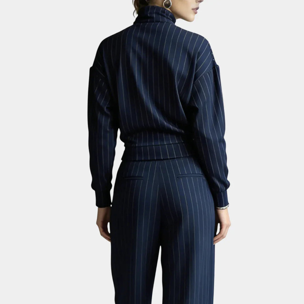 Céleste | Mock Neck Set with Striped Zipper