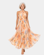 Louna | Halter Neck Dress with Watercolor Print