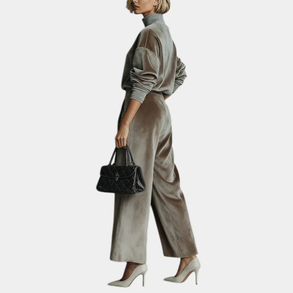 Aurélie | Casual Velvet Two-Piece Set with High Collar for Women