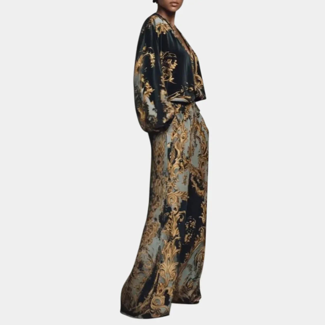 Valentina | Floral Baroque Set with Palazzo Pants