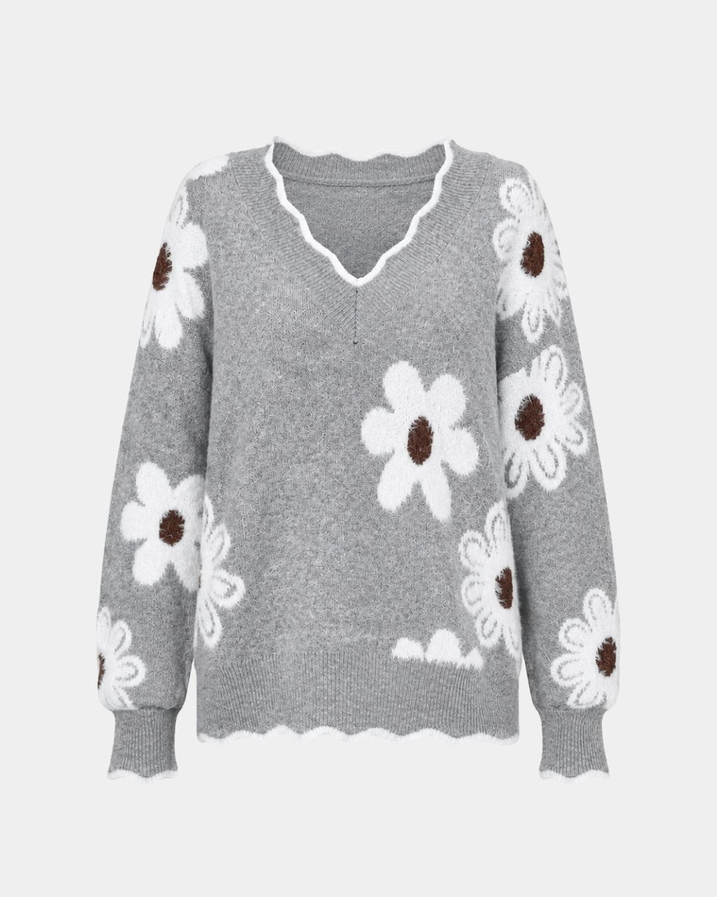 PAULA | ELEGANT FLORAL KNIT WITH V-NECK