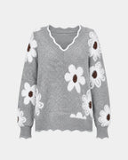 PAULA | ELEGANT FLORAL KNIT WITH V-NECK