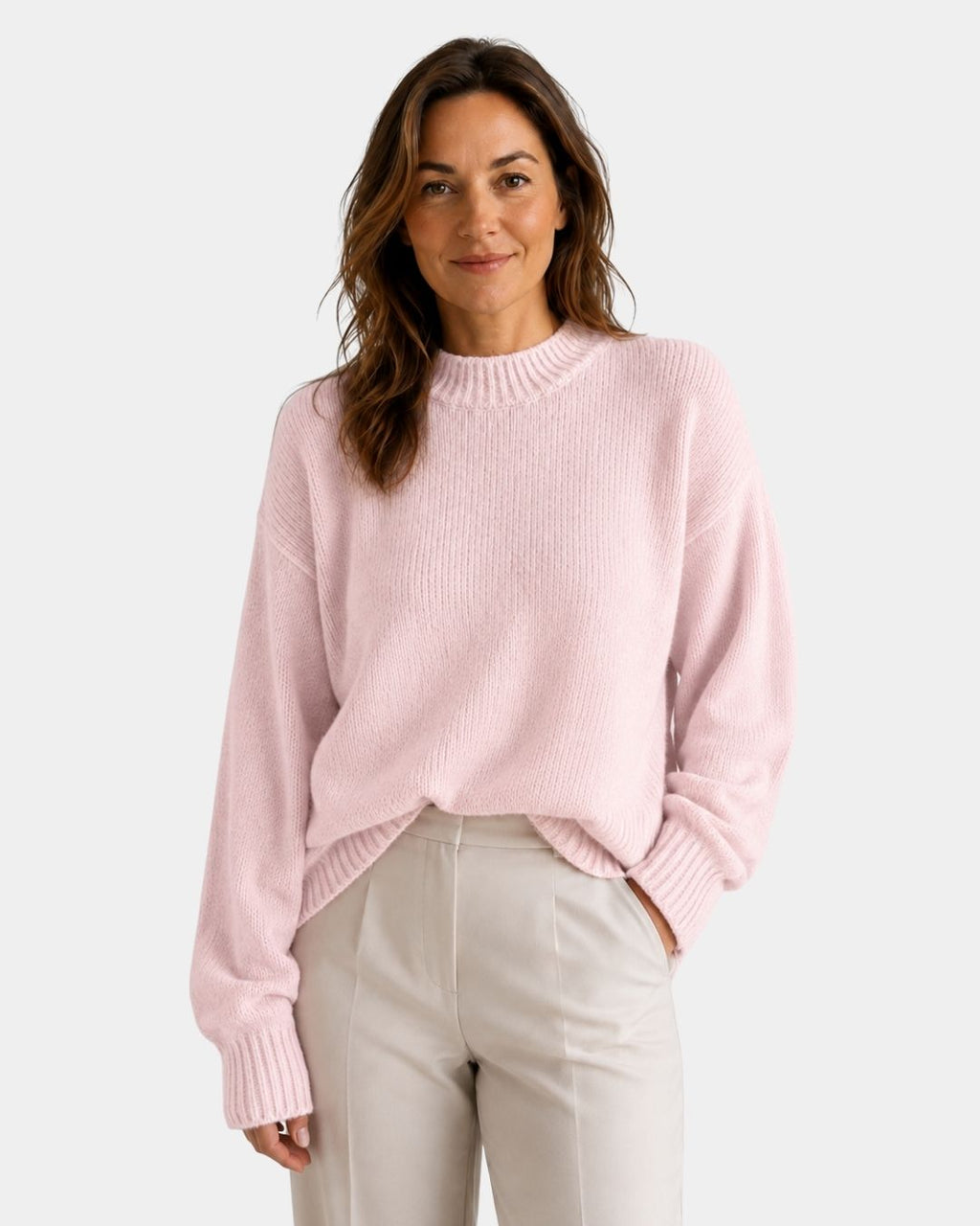 Mae | Round Neck Sweater with Puff Sleeves