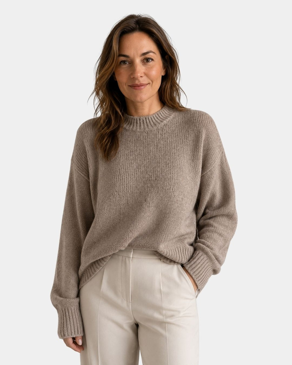 Mae | Round Neck Sweater with Puff Sleeves