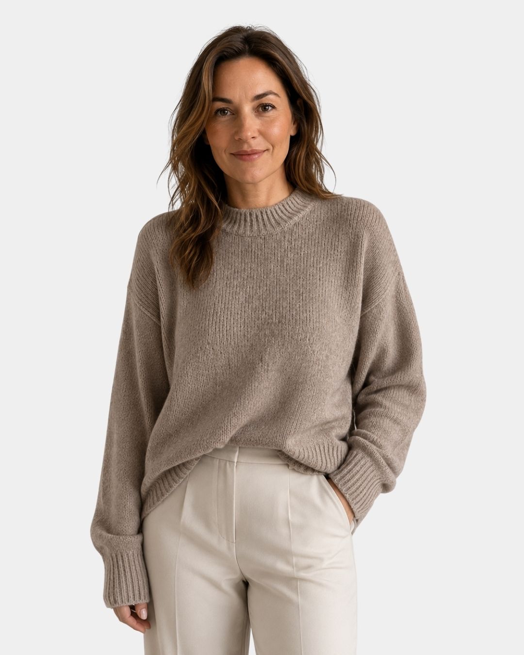 Mae | Round Neck Sweater with Puff Sleeves