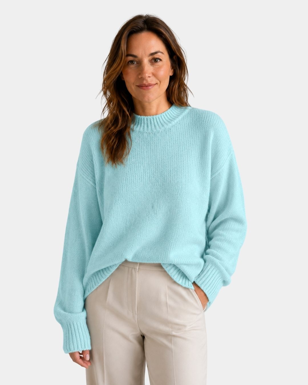 Mae | Round Neck Sweater with Puff Sleeves