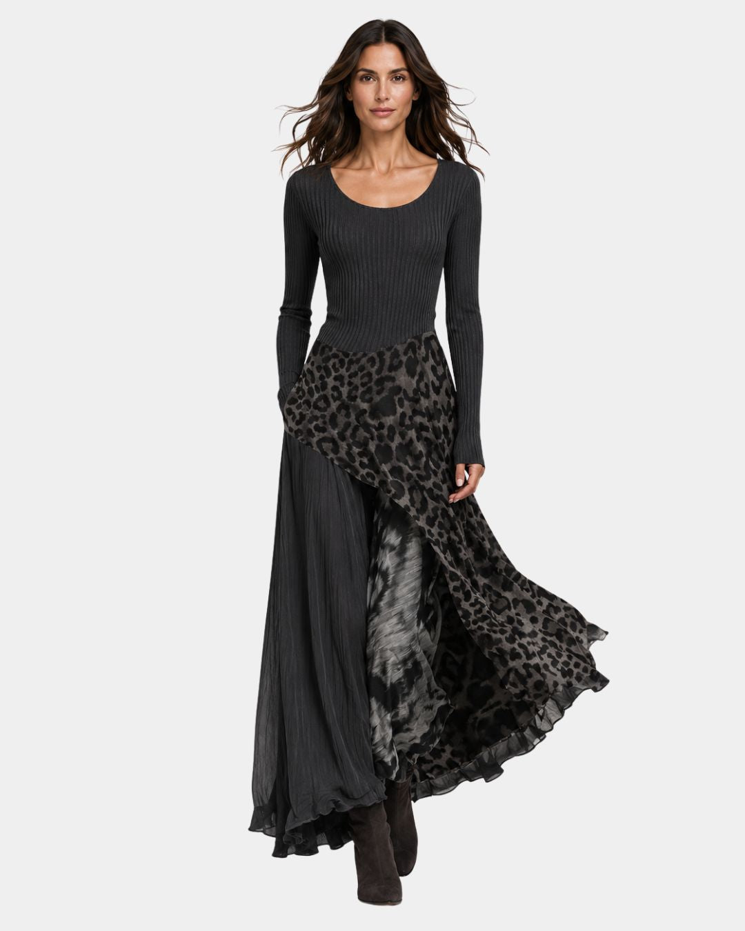 NKEM | Long Leopard Print Dress