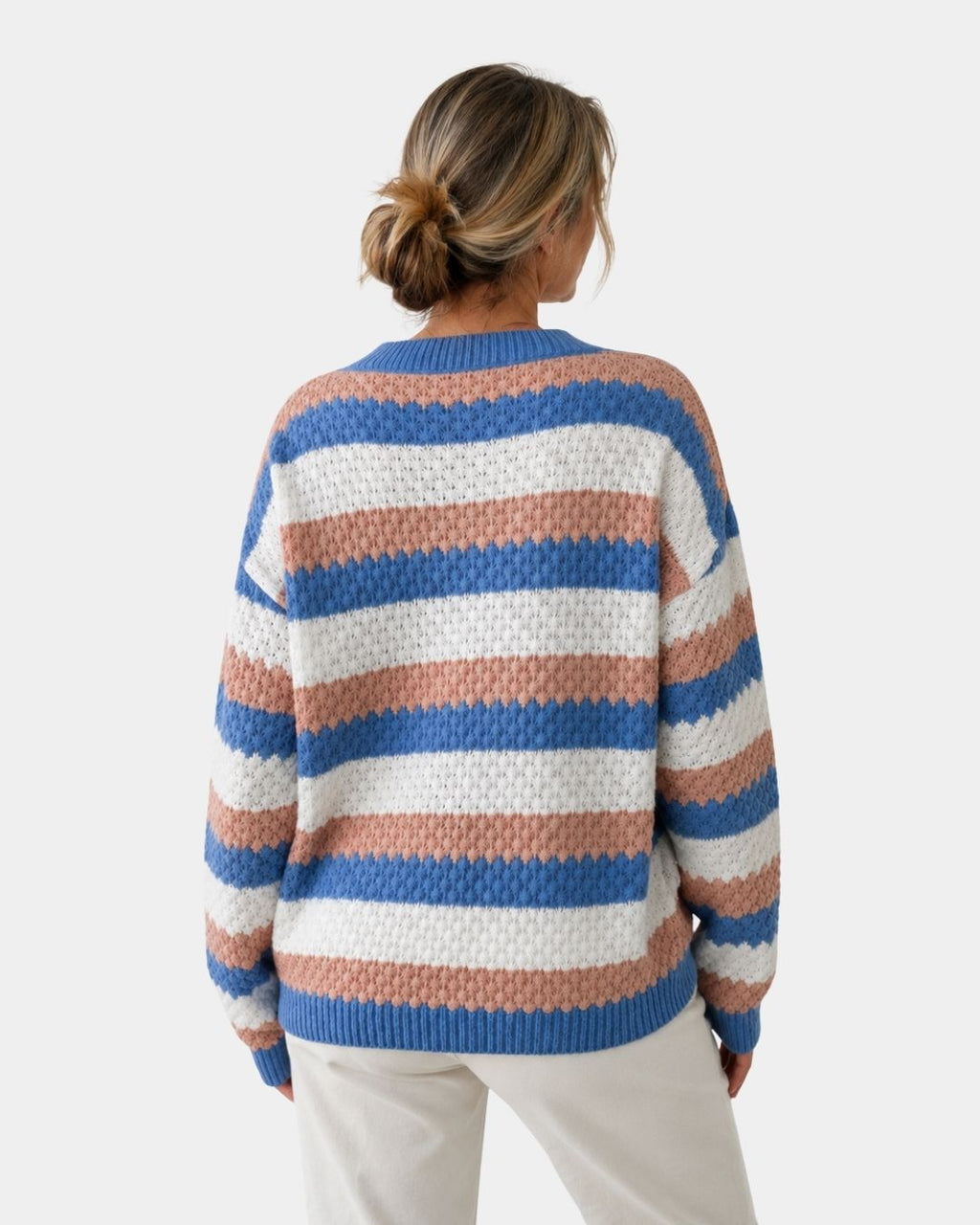 Camille | Oversized Sweater with Round Neck and Stripes