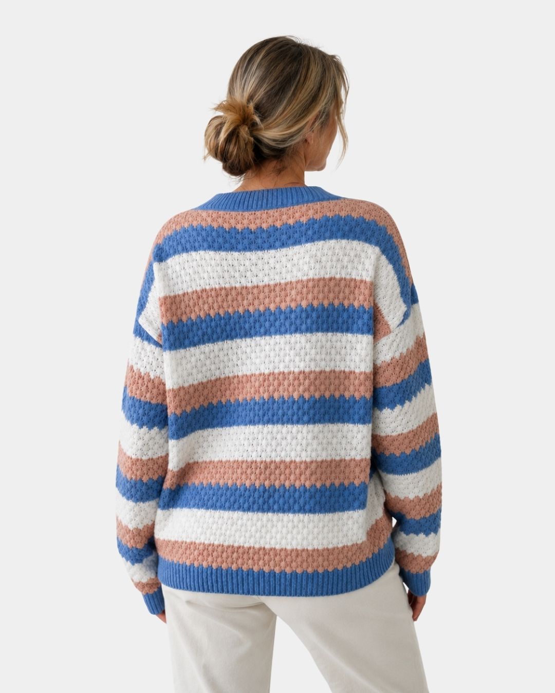 Camille | Oversized Sweater with Round Neck and Stripes
