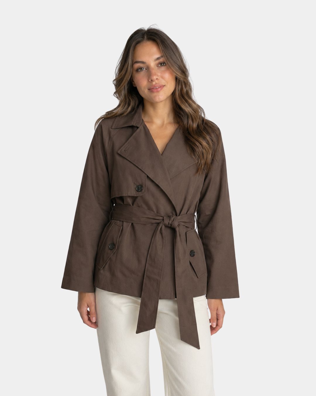 Lysianne | Brown Double-Breasted Trench Coat