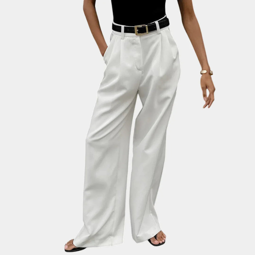 Flore | Solid Wide Leg Pants Without Belt