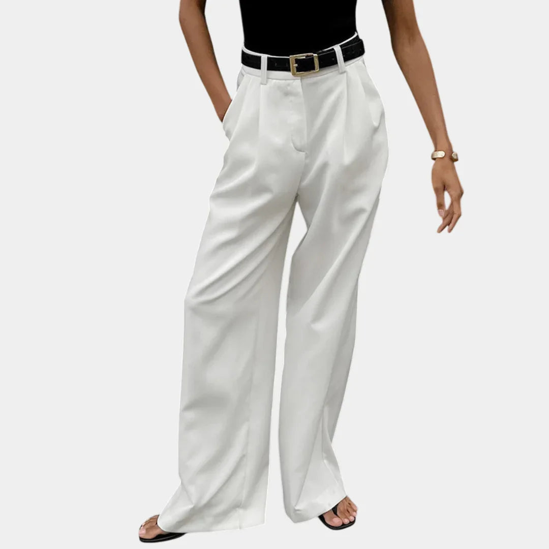 Flore | Solid Wide Leg Pants Without Belt