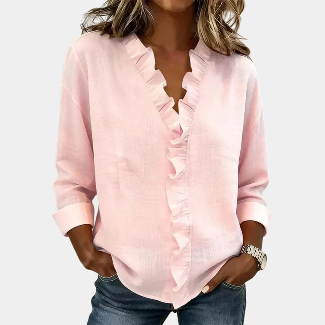 Flavie | Blouse with V-neck and Delicate Ruffles