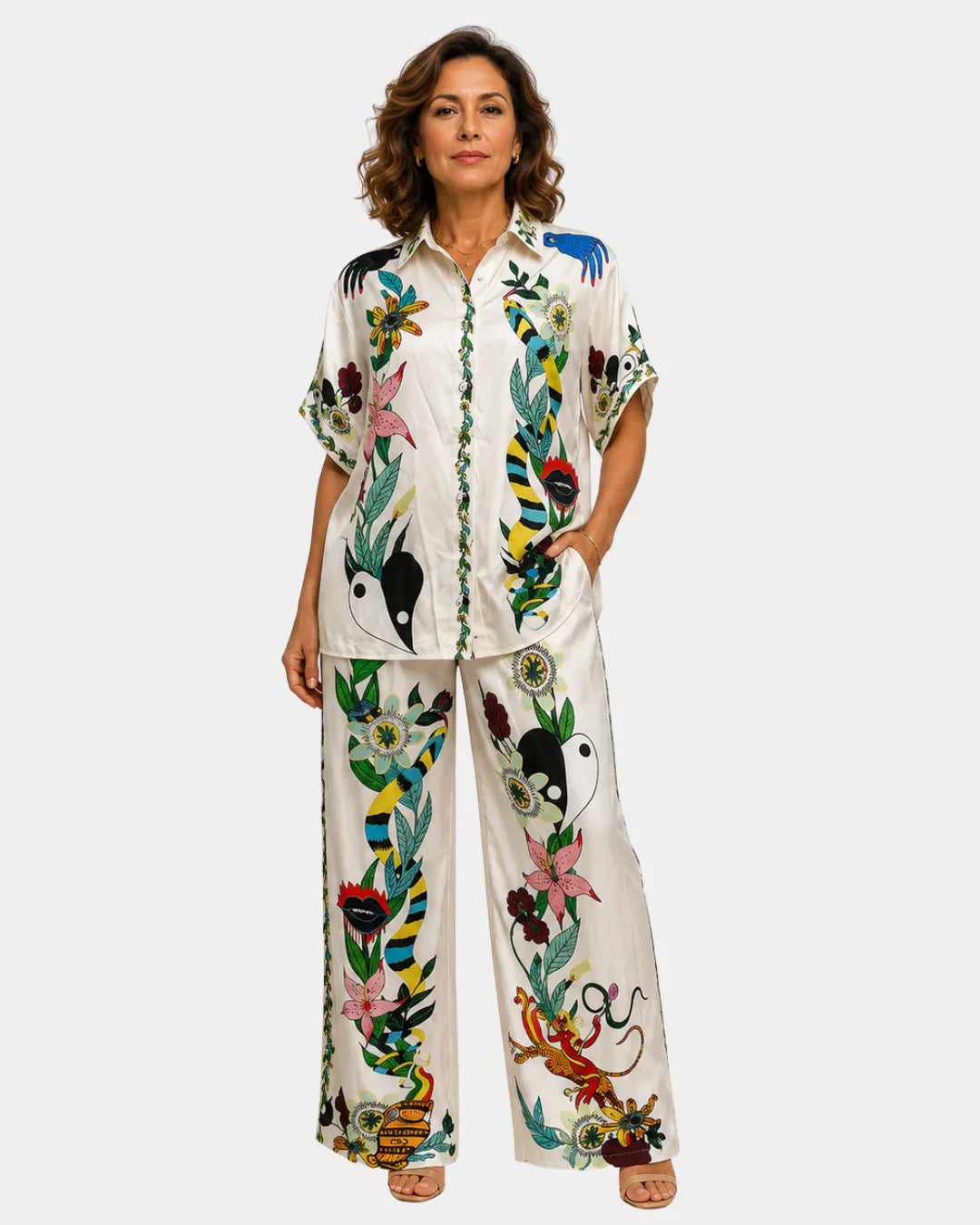 Anastaise | Satin Effect Shirt and Pants Set