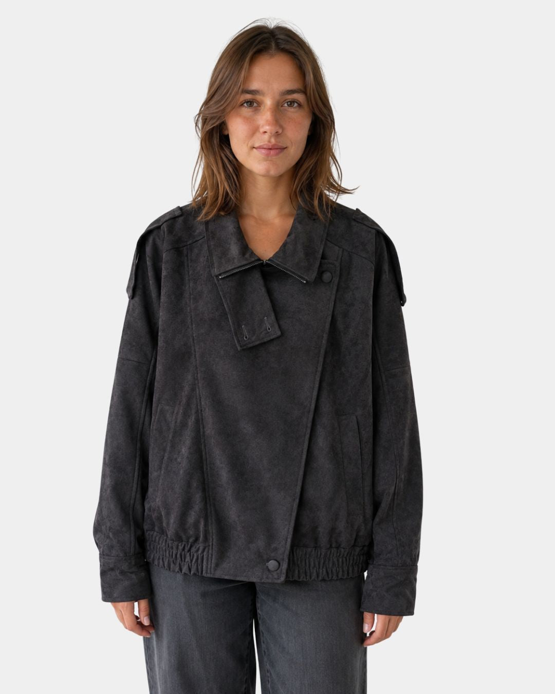 Aurézia | Oversized Synthetic Suede Jacket