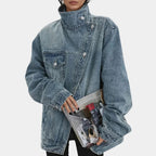 Lucie – Vintage Washed High Collar Jacket