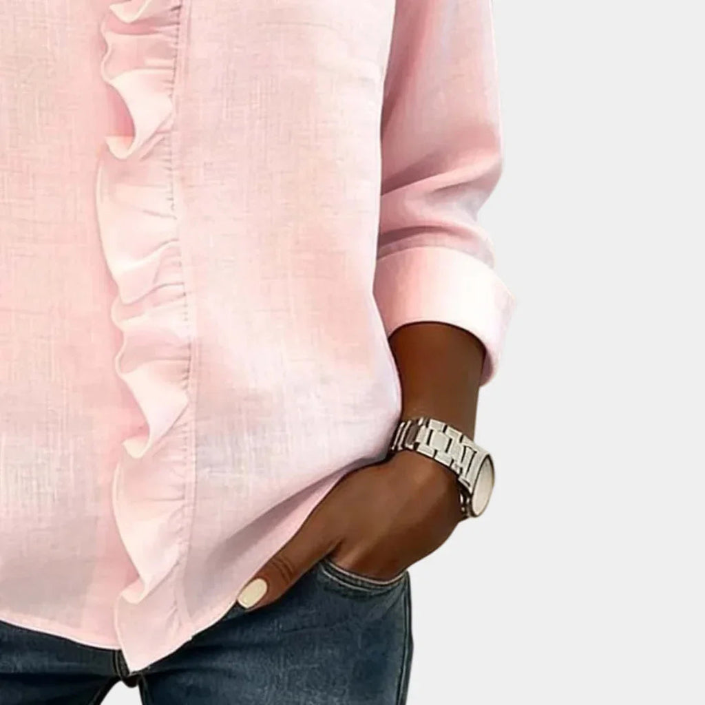 Flavie | Blouse with V-neck and Delicate Ruffles