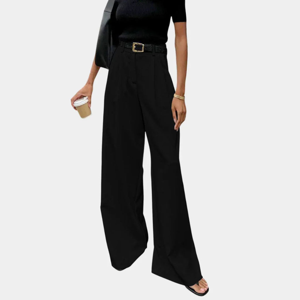 Flore | Solid Wide Leg Pants Without Belt