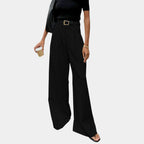 Flore | Solid Wide Leg Pants Without Belt