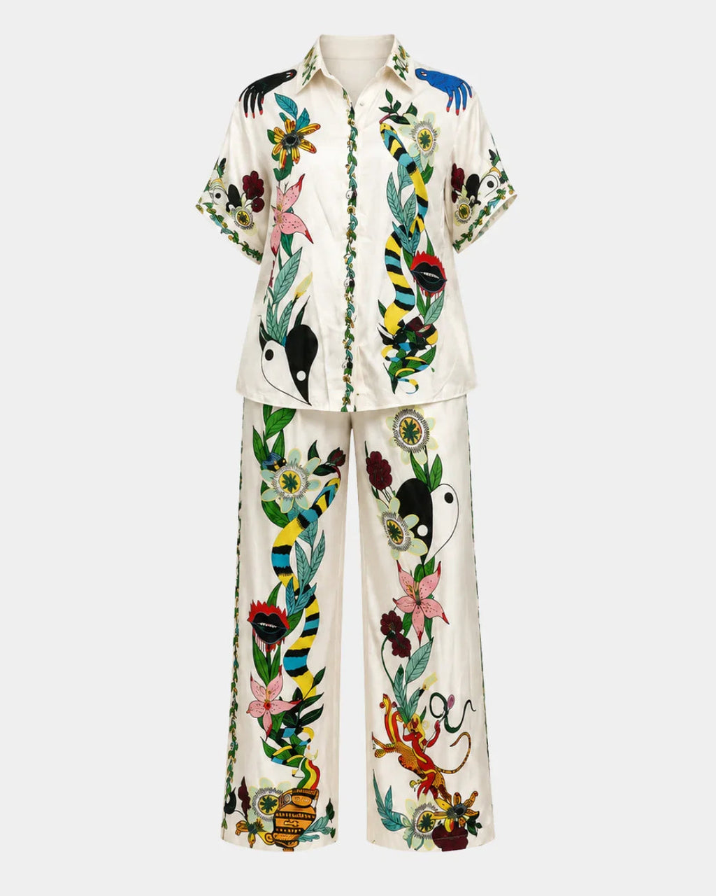 Anastaise | Satin Effect Shirt and Pants Set