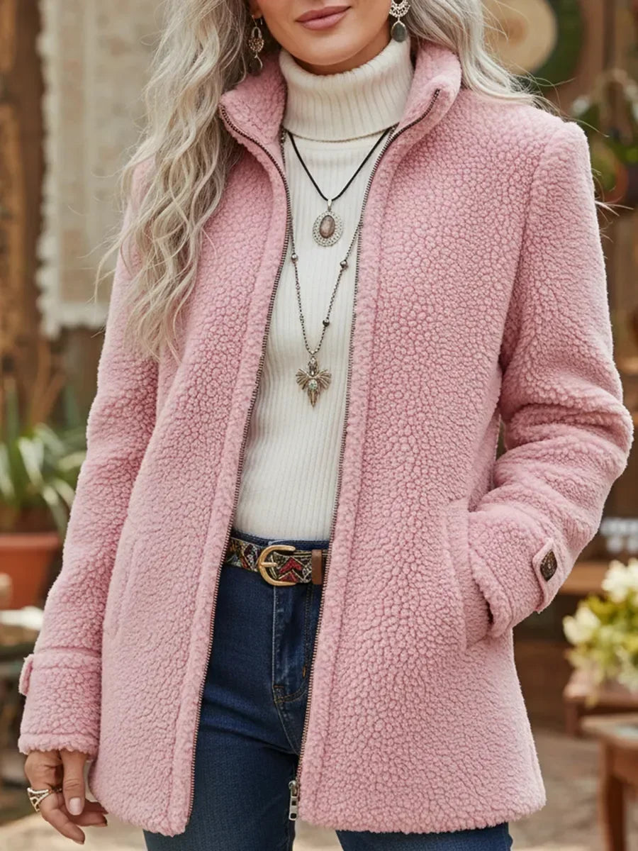 Annelies | soft mid-length coat with zipper