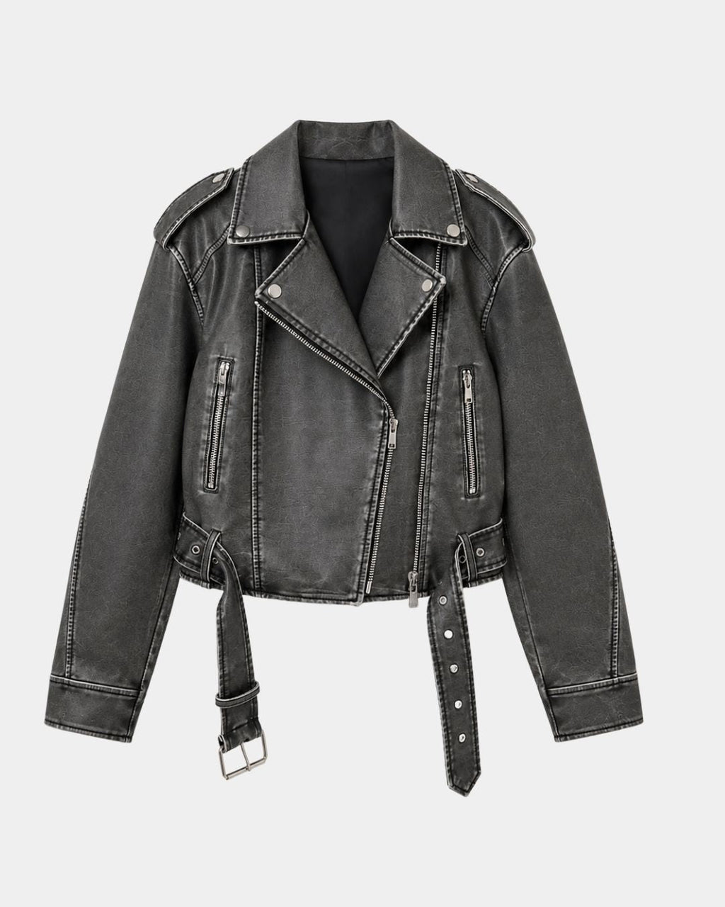 Ambrésia | Women's Washed Faux Leather Jacket