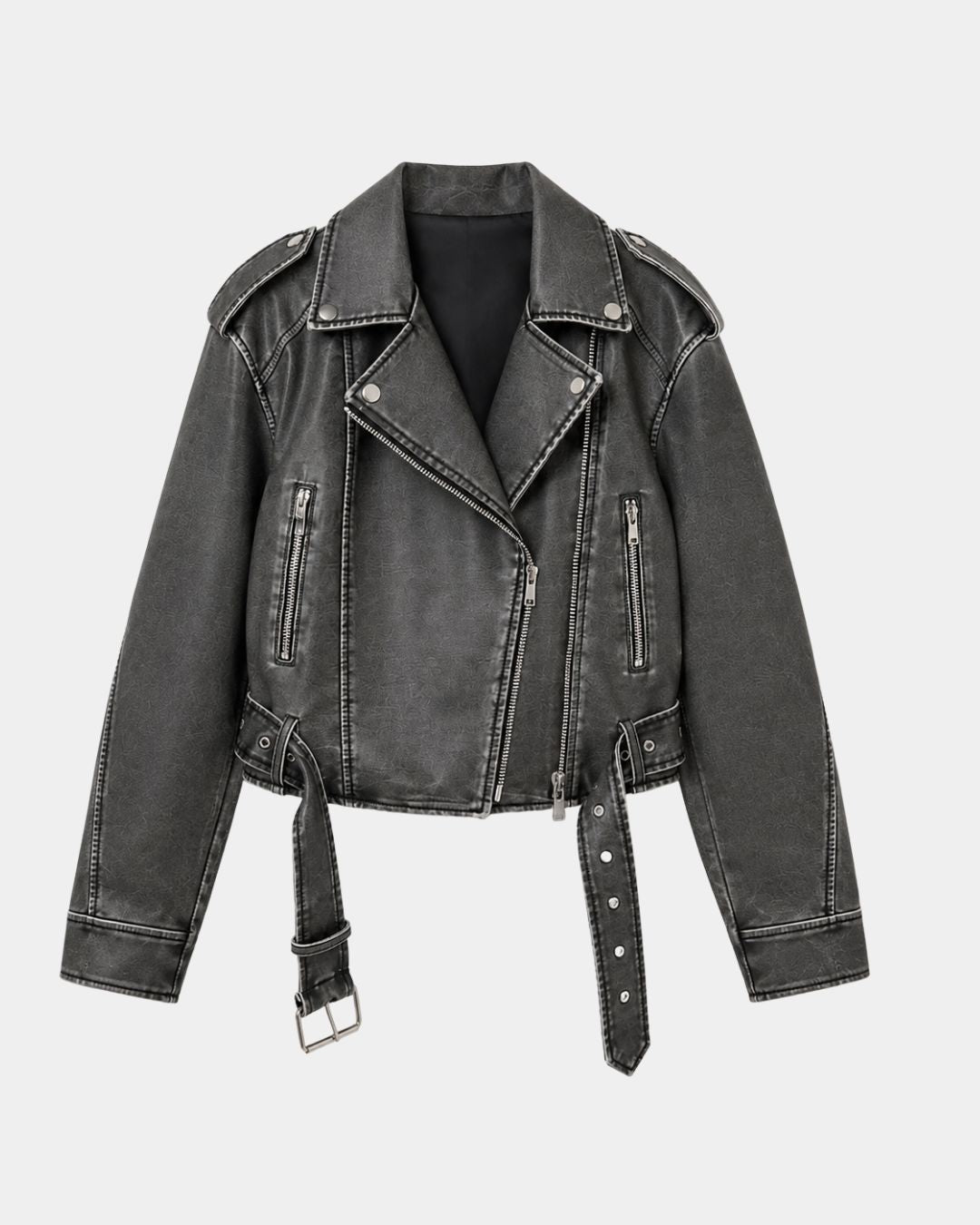 Ambrésia | Women's Washed Faux Leather Jacket