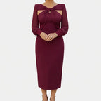 Lucie | Crossed Midi Dress with Sleeves