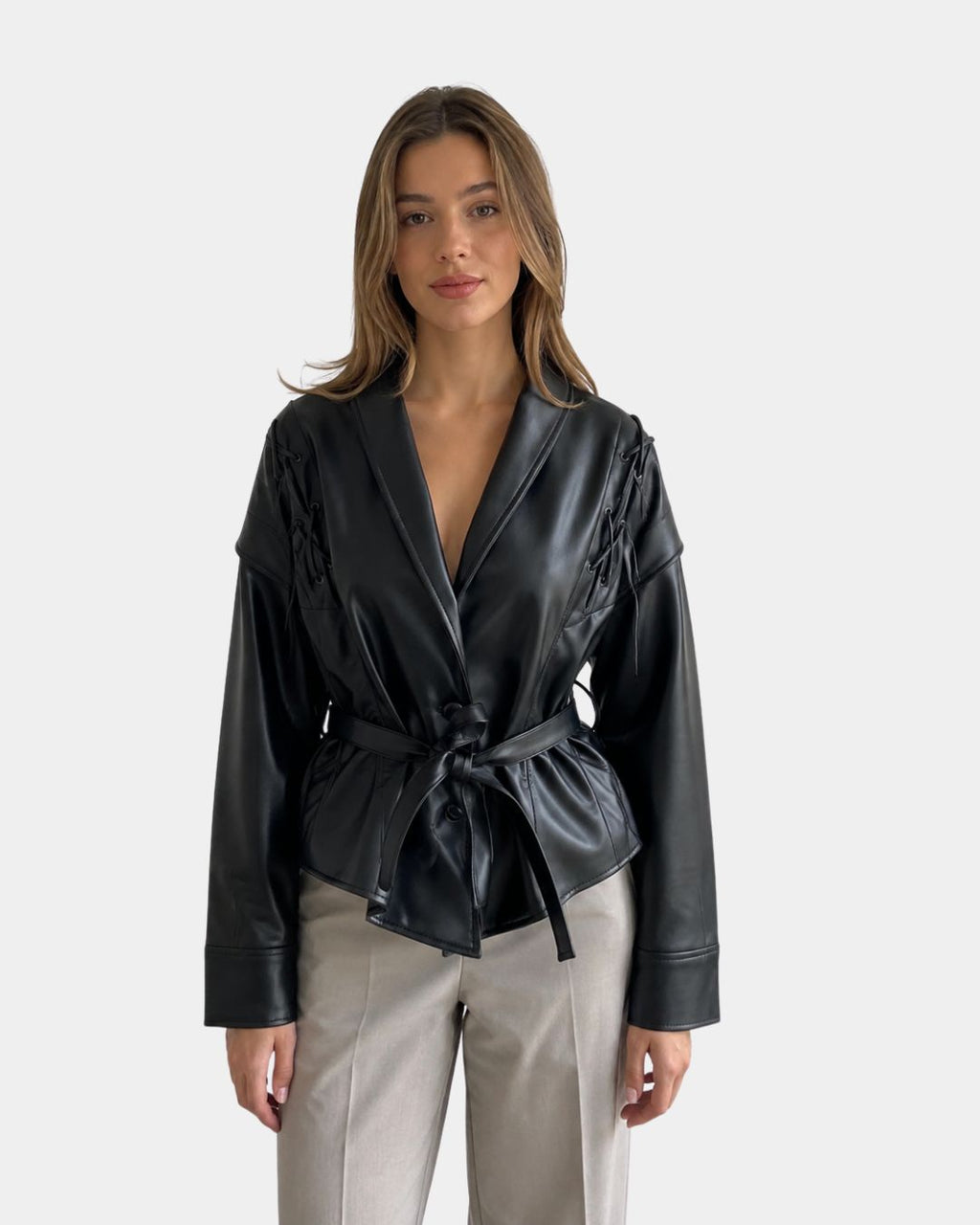 Jolysse | Wrap Coat in Faux Leather