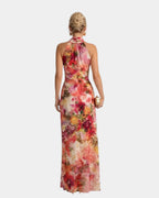 Cyanelle | Floral Maxi Dress with Halter Neck