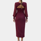 Lucie | Crossed Midi Dress with Sleeves