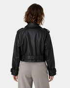 Aigline | Short Faux Leather Trench Coat