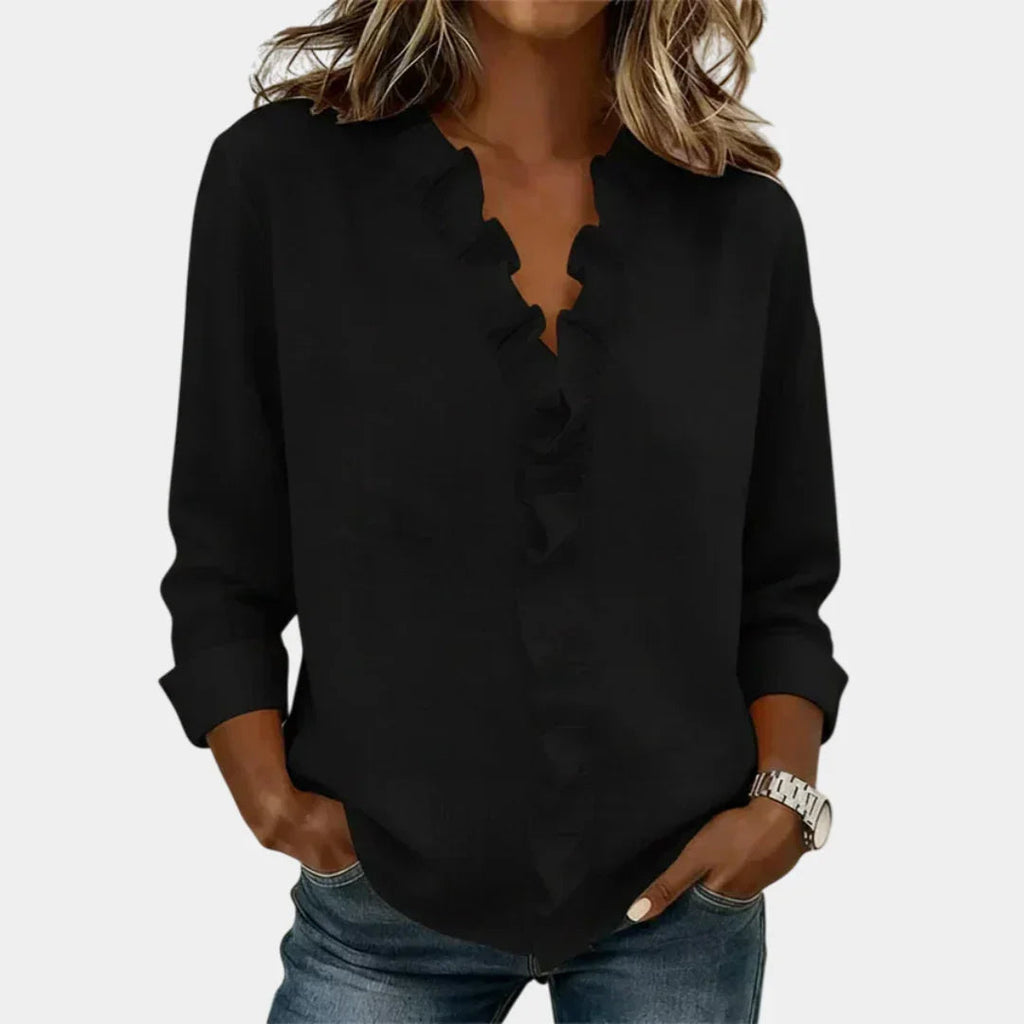 Flavie | Blouse with V-neck and Delicate Ruffles