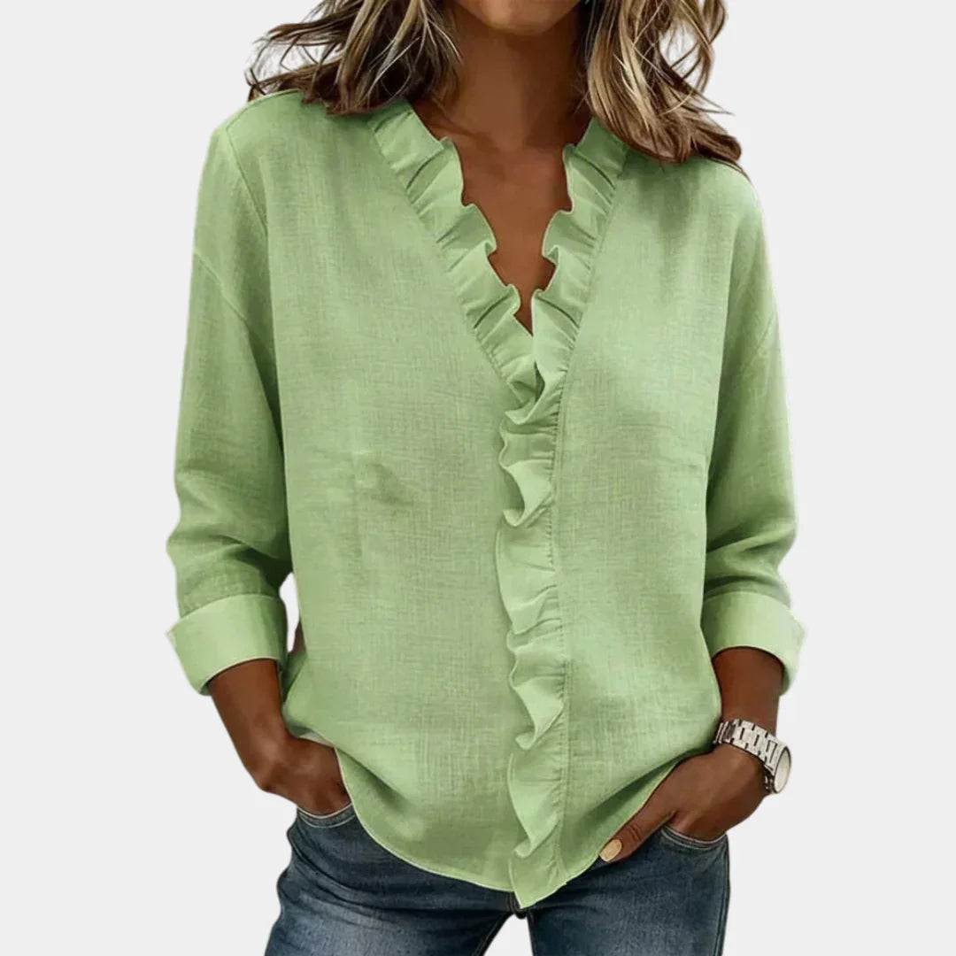 Flavie | Blouse with V-neck and Delicate Ruffles