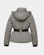 Élodiane | Beige Padded Jacket with Pattern and Belt