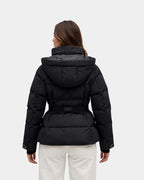 Eléanne | Black Puffer Coat with Belt