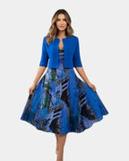 Stacy | Fluid Printed Midi Dress with Matching Jacket