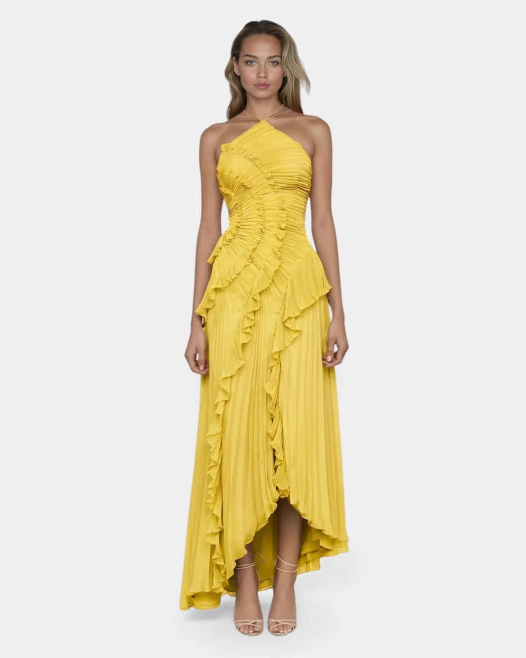 Féodora I Asymmetrical Maxi Dress in Lavender with Ruffles