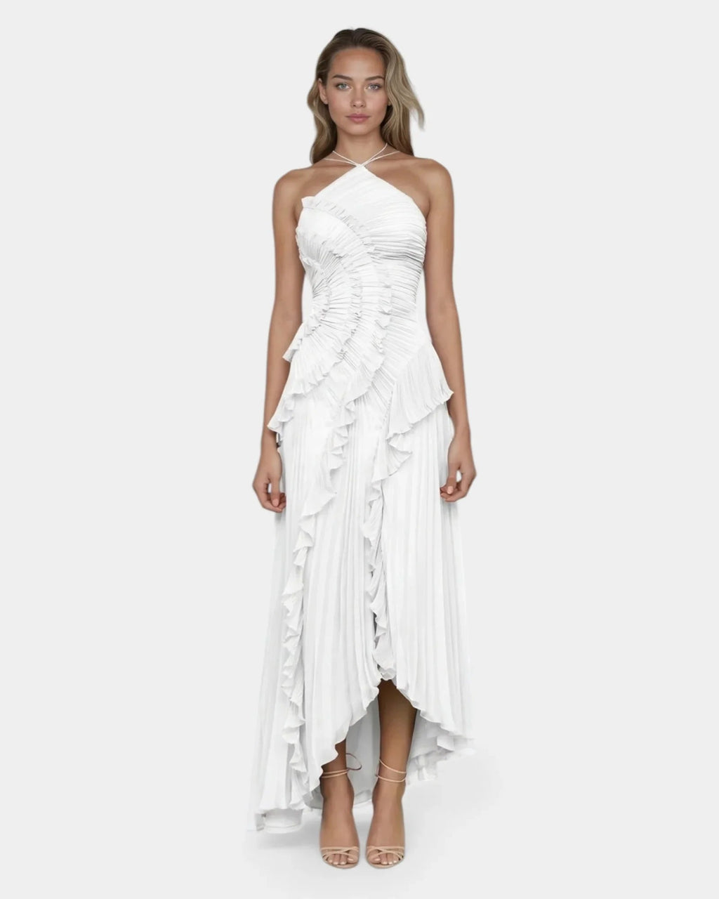 Féodora I Asymmetrical Maxi Dress in Lavender with Ruffles
