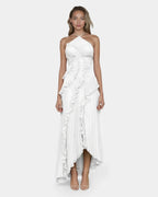 Féodora I Asymmetrical Maxi Dress in Lavender with Ruffles