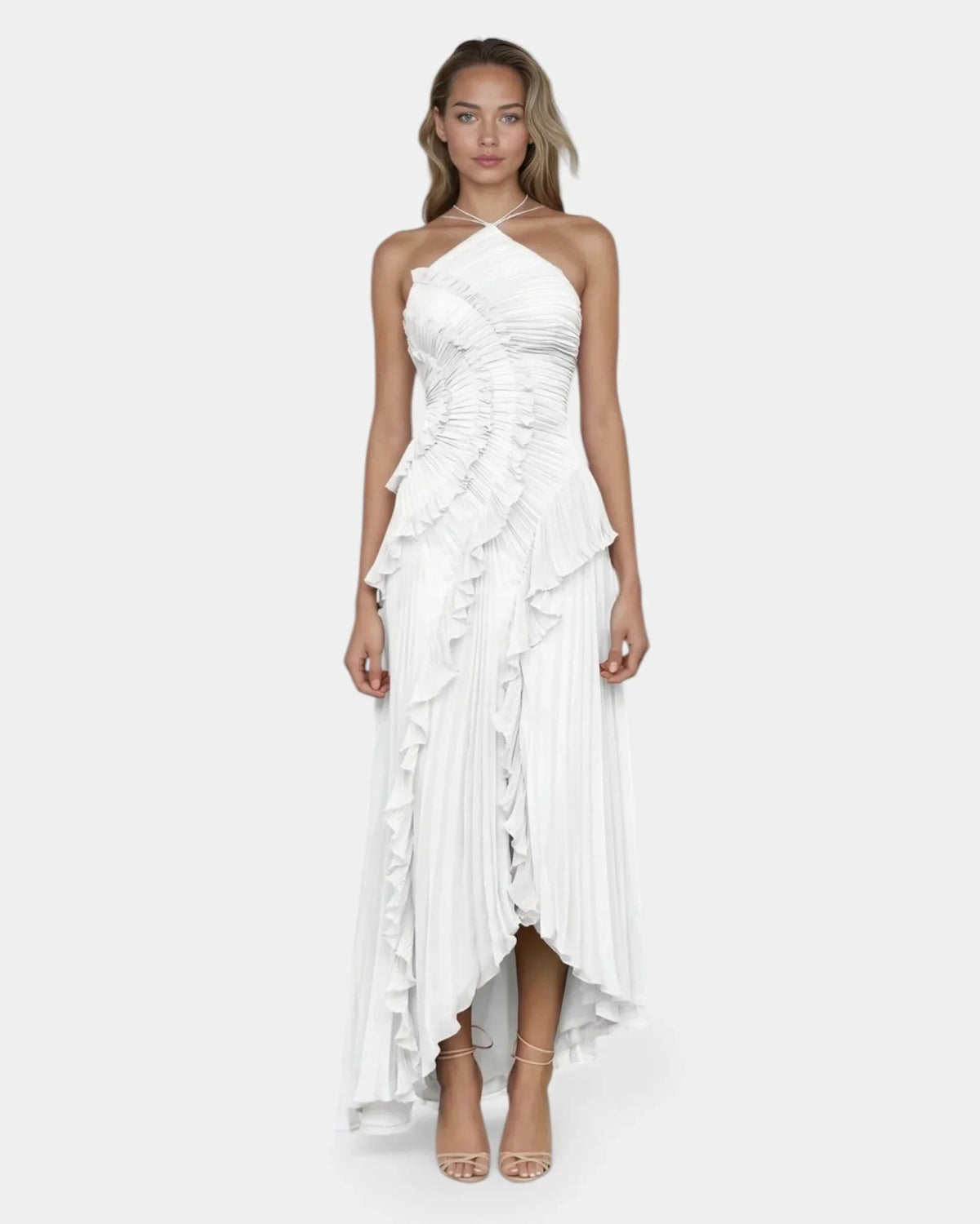 Féodora I Asymmetrical Maxi Dress in Lavender with Ruffles