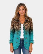 Mercedes | Leopard Gradient Blazer Jacket with Ruffles