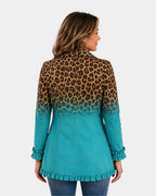 Mercedes | Leopard Gradient Blazer Jacket with Ruffles