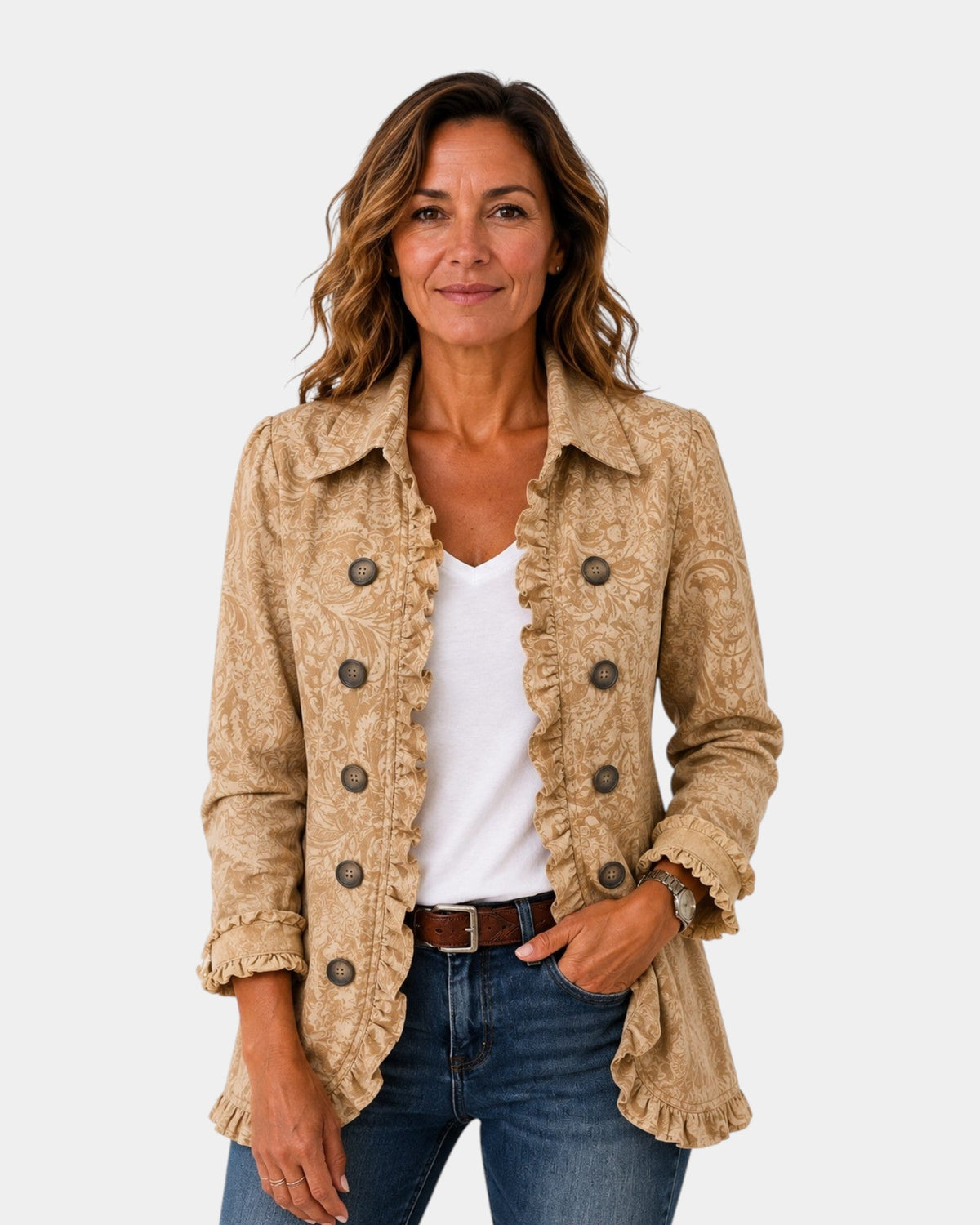 Covadonga | Printed Relief Jacket with Ruffles