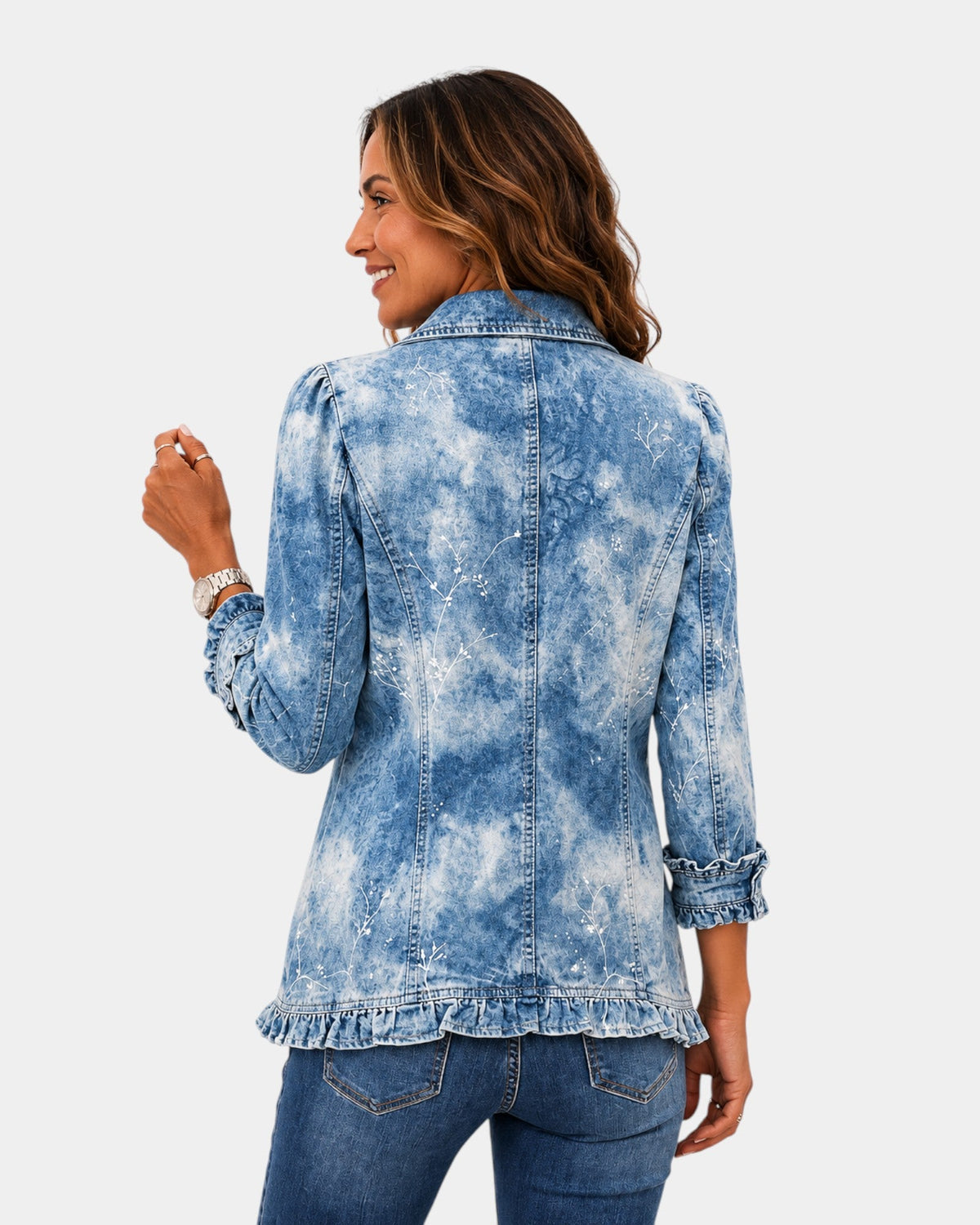 Genoveva | Gradient Botanical Jacket with Ruffles