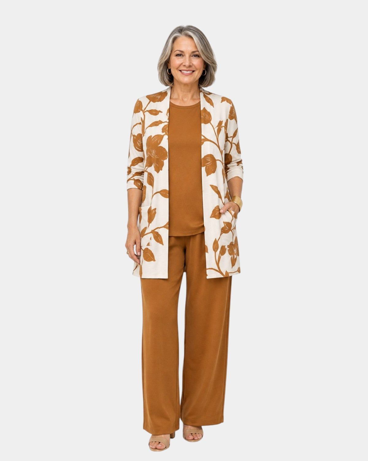 Pearl | Three-Piece Camel Floral Set