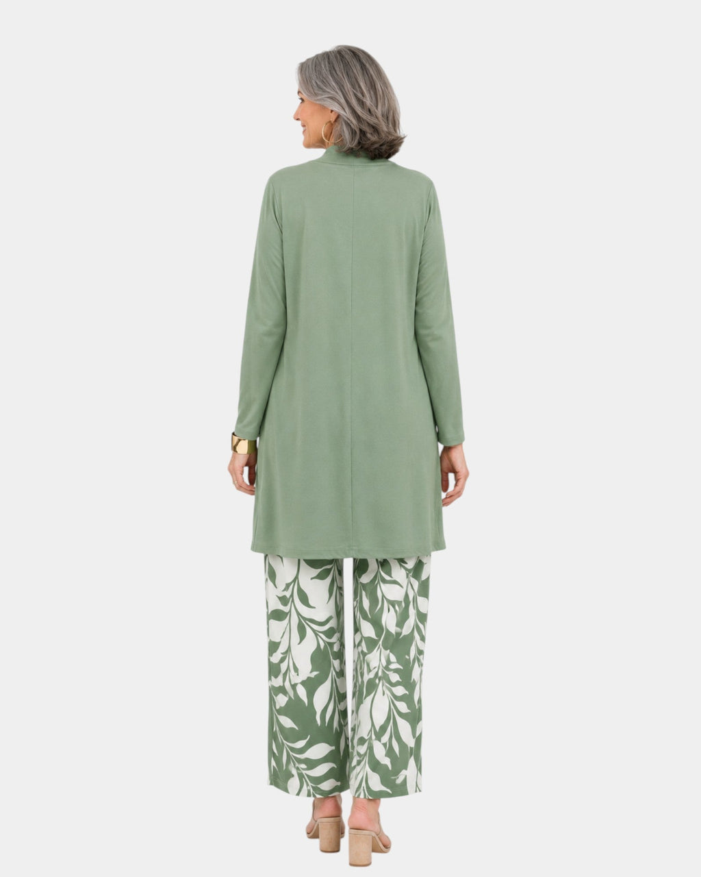 Sylvia | Three-Piece Sage Leaf Print Set
