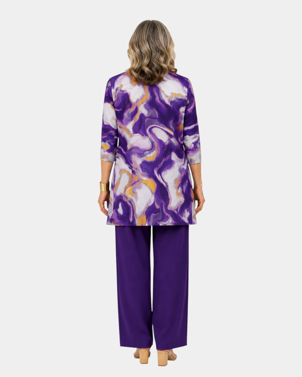 Olive | Three-Piece Set in Purple Swirl Print